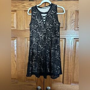 Liberty Love Black Lace Dress with Crisscross Detail